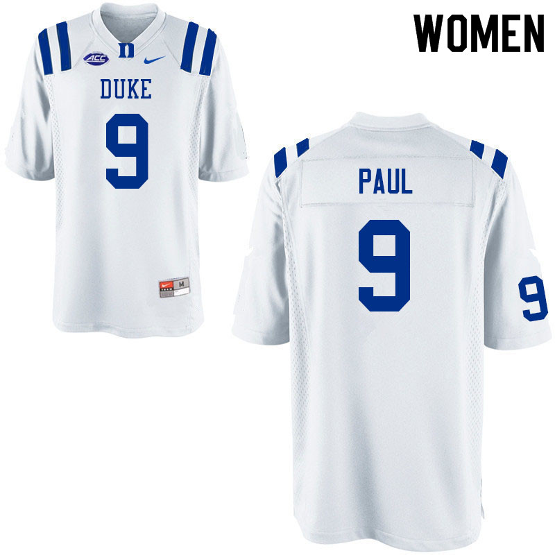 Women #9 Kenzy Paul Duke Blue Devils College Football Jerseys Sale-White